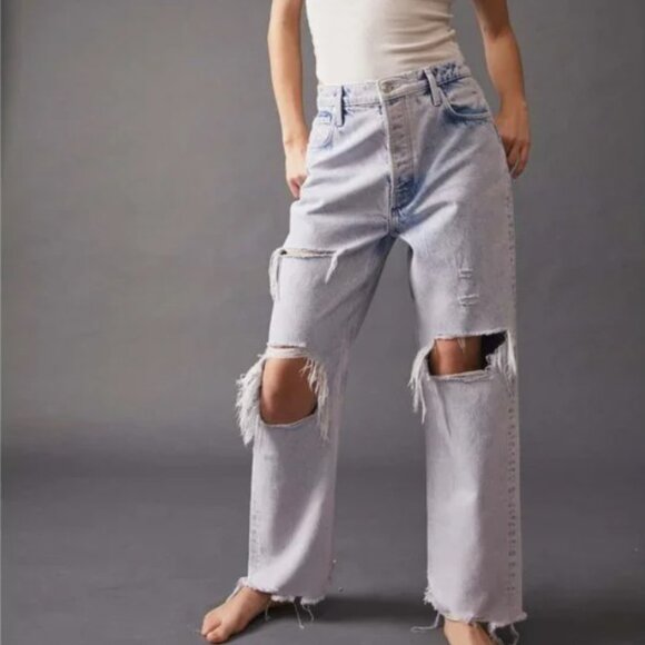NWT Free People Tapered Baggy Boyfriend Jeans / Purple Rock - Picture 1 of 8
